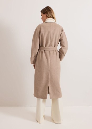 Phase Eight Aoife Collarless Wool Wrap Coats Grey Australia | VG7142859